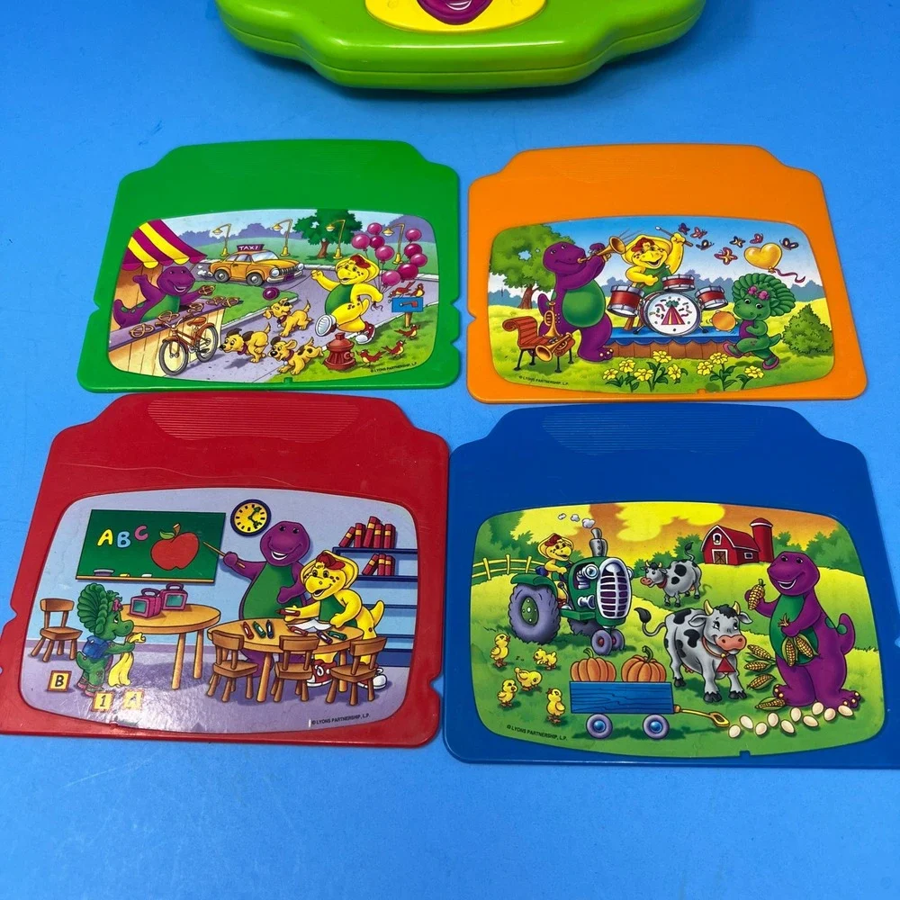 Barney Learning Laptop OS Multi Color Interactive Preschool Toy With 4 Cards